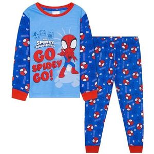 Marvel Spiderman Pyjamaset voor jongens, comfortabele en ademende nachtkleding, Blauw, 7-8 jaar