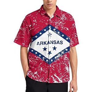Hawaiiaans shirt met vlag van Arkansas voor heren, zomer, strand, casual, korte mouwen, button-down shirts met zak