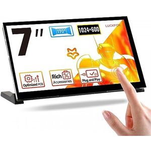 LUCKFOX 7inch HDMI Portable Touch screen Monitor with Stand for Raspberry Pi Screen 1024x600, IPS LCD Display, 5-Point-Touch Second Screen for Laptop Portable Touchscreen Monitor Plug and Play