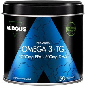Omega 3 Premium Capsules - 1000 mg EPA en 500 mg DHA - 150 Capsules - Hoge biologische beschikbaarheid - 1500 mg Omega 3 - Visolie in triglyceridenvorm - Bloeddruk, hersenen, gezichtsvermogen - Aldous