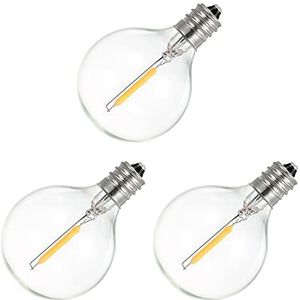 3Pcs G40 Led Replacement Light Bulbs, E12 Screw Base Shatterproof LED Globe Bulbs for Solar String Lights Warm White