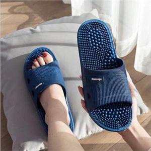 Slippers for heren Binnen Buiten Massage Slippers Steunzoolpantoffels Dames Reflexologie en acupressuur Massagers Sandaal, Douche Badkamer Huis Open teenslippers(Dark Blue,EUR 37-38)