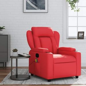 KTHLBRH Massagestoel, kantelbaar, kunstleer, rood, elektrisch, met kantelfunctie en verstelbare rugleuning