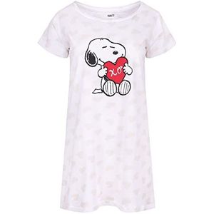 Witte dames nachtjapon met hartjes SNOOPY XL