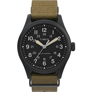 Timex Heren Expeditie North Field Post Solar TW2V00400JR Quartz Horloge, Kaki/Zwart, standard size, 36 mm expeditie noordveld post zonne-gerecycleerde stoffen band horloge