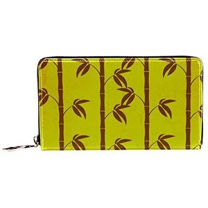 Vrouwen Zip Around Portemonnee en Telefoon Clutch, Japanse patronen met Bamboe, Reistas Lederen Clutch Bag Kaarthouder Organizer Polsbandjes Portefeuilles, Meerkleurig, 8.07x1x4.53 in