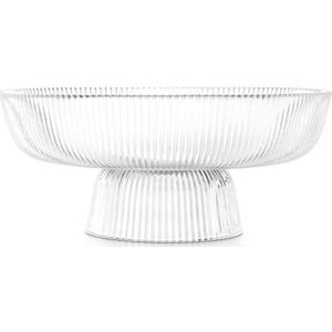 Navaris glazen fruitschaal op voet - 26 cm diameter - Modern, eenvoudig design - Voor fruit, snacks, dessert, snoepjes, koekjes en meer