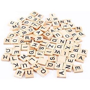 100 stks Scrabble Letters voor Ambachten Houten Lettertegels A-Z Hoofdletters Scrabble Tegels Alfabet Houten Stukken voor Ambachten, Hangers, Spelling