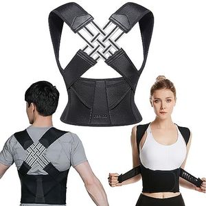 Houdingscorrector voor vrouwen en mannen, volledig verstelbare rugbrace, comfortabel en ademend, schouderrechtrichter, verlichting van nek-, schouder- en rugpijn, 2XL