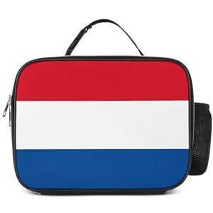 Vlag van Nederland Geïsoleerde Lunchbox Grappige Koeler Tote Tas Afneembare Herbruikbare Draagbare voor Kantoor Picknick Wandelen Strand