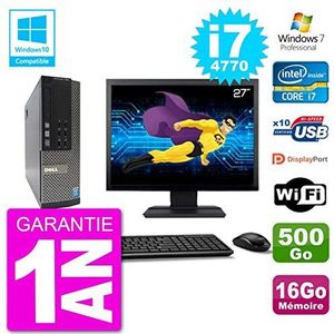 Dell PC 7020 SFF beeldscherm 27"" Intel i7-4770 RAM 16Go schijf 500Go DVD-brander WiFi W7 (gereviseerd)