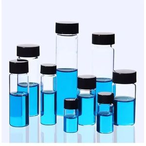 20 ml heldere vloeistofmonsters in glazen flessen met schroefdop