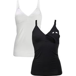 Herzmutter Borstvoedingstop - Voedingsshirt - Eenvoudige Borstvoedingsfunctie - Geïntegreerde Bustier BH met Clipsluitingen - Hoogwaardige Katoenmix - Set van 1 & 2-5420 (S, Zwart/Wit)