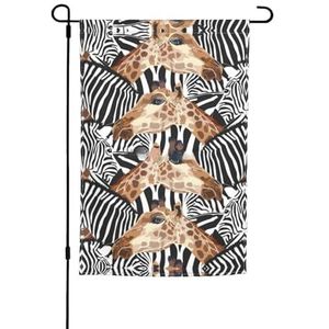 Zebra en giraffe outdoor vlag van vakantie binnenplaats gazon, voor tuin decoratie en partij festiviteiten