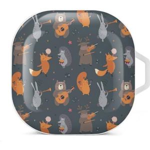 Grappige dieren spelen muziekinstrument oordopjes hoesje compatibel met Samsung hard shell beschermhoes wit stijl