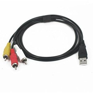 Andux Zone 3 RCA naar USB-kabel, USB Male naar 3RCA Video Audio AV-kabel voor pc, Mac, tv (1.5M) 3C-USB-X02