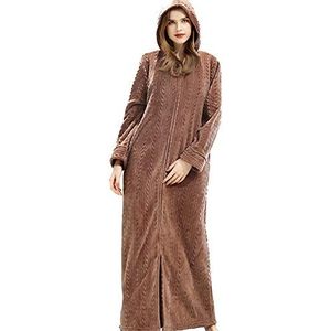 Dames badjas pluizige kamerjas badstof winter flanellen gewaad lange mouwen sauna gewaad fleece kimono met capuchon en rits