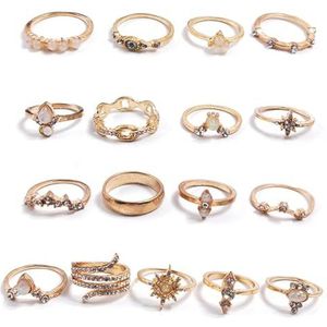 BOSREROY 17 stuks stapelbare vintage midi-gewricht boho ringset - vingerring, 1, niet-edelmetaal, geen edelsteen, 1, Niet-edelmetaal, Geen edelsteen