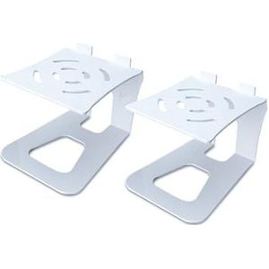 Luidsprekerstandaarden, metalen desktopluidsprekerstandaard, met trillingsabsorptiepad en 5° hellingontwerp boekenplankluidsprekerstandaarden, geschikt for thuis, opnamestudio(White)