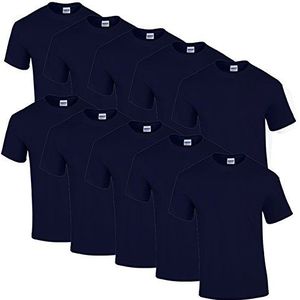 Gildan T-shirts, van zware katoen, set van 10, maten M / L / XL / XXL / 3XL / 4XL / 5XL, verkrijgbaar in diverse kleuren, navy, 5XL