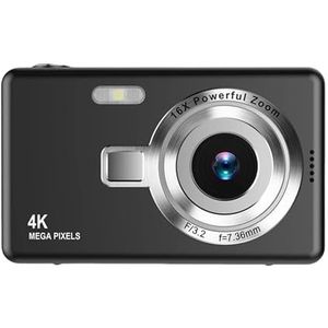 4K HD 1080P Digitale Camera 96MP Autofocus Vlogcamera 16x Zoom Videocamcorder 2,4 Inch IPS-scherm Heldere Gedetailleerde Beelden(Black)