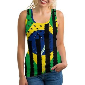 Retro Brazilië VS vlag vrouwen tank top mouwloos T-shirt pullover vest atletische basic shirts zomer bedrukt