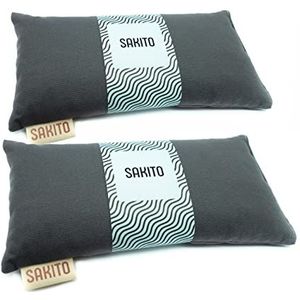 Sakito 2 (uds) Warmtekussen - kersenpitkussen - korrelkussen magnetron - speltkussen magnetron - speltkussen voor magnetron (25 x 12 cm) tarwe- en lavendelzaad (grijs)