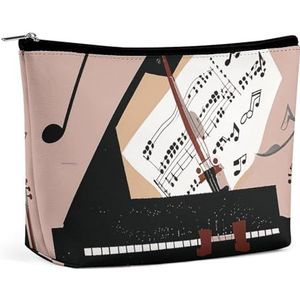 HJUQNGF Bloem Cosmetische Tas Draagbare Toilettas Grote Capaciteit Reizen Make-up Tassen Schoonheid Make-up Organizer voor Full-Size Shampoo Conditioner Borstels Set Make-up Accessoires, Piano Viool