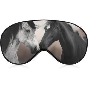 Zwart-wit paardenoogmasker, zijslaapmasker, licht, blinddoek, slaapmasker, neuskussen en elastische band, voor kinderen, dames en heren