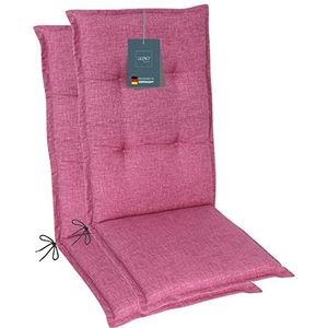 LILENO HOME Tuinstoelkussens als 2-delige set - stoel met hoge rugleuning, roze, comfortabele kussens als zitkussens voor tuinmeubelen, stoelkussens voor tuinstoelen en klapstoelen