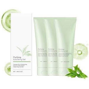 Greteam Purifying Exfoliating Gel, Deep Cleansing Face and Body Exfoliating Scrub Gel, Moisturizing Enzymes Cleanser for Men and Women, 60ML, 3 PCS