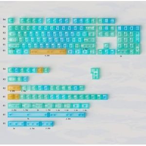 QPSJXN Emerald Groen Groen Transparant Profiel Keycaps Pad Bedrukte PC Aangepaste Caps compatibel met mechanische toetsenbordaccessoires (Hawaii Blue-156keys)