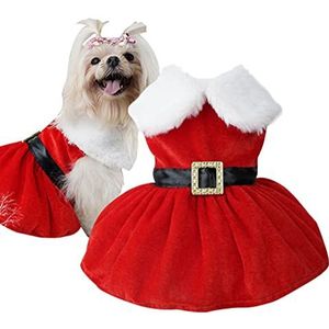 Kerstman kostuum voor honden | Mooie hond kerstfeest outfit | Goud Fluwelen Stof Huisdier Kostuum Outfits Rode Kerst Kerstman Rollenspel Kostuum Winter Feestjurk Xiebro
