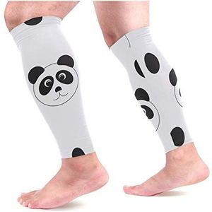 EZIOLY Panda Black Dots Sport Kalf Compressie Mouwen Been Compressie Sokken Kalf Guard voor hardlopen, Fietsen, Moederschap, Reizen, Verpleegkundigen