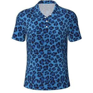 PPHGUT Luipaard Huid Dier Print Mannen Korte Mouw Comfort Polo Shirts Casual Dagelijks Outdoor Vakanties Sport Reizen, Zwart, 4XL