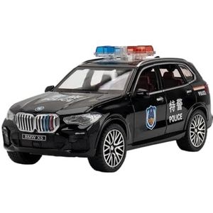 Schaal Diecast Auto 1:32 Voor BMW X5 Politie Auto Simulatie Diecast Metalen Model Auto Geluid Licht Pull Back Auto Model Collectible Model Voertuig (kleur: A)