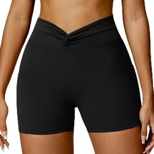 Pocket Yoga Shorts voor Dames Training Gym Push Up Shorts Scrunch Butt Sport Short Nylon Fitness Tights Fietsbroek Sportkleding