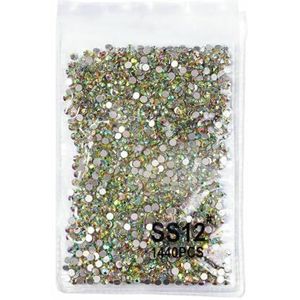 AB/Clear 1 Zakje Nagelstrass-steentjes Maten SS3-SS12 1440 stuks Nail Art Decoratie Flatback Glazen Steentjes Glimmende Edelstenen DIY Edelstenen-SS12 AB 1440 stuks