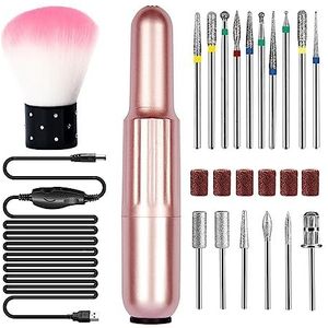 Nagelvijl elektrisch, Mini-nagelboormachine, draagbare elektrische manicure-freesset, boorbits for nagelvijlen, gereedschap for het verwijderen van gellak(Rose gold set)