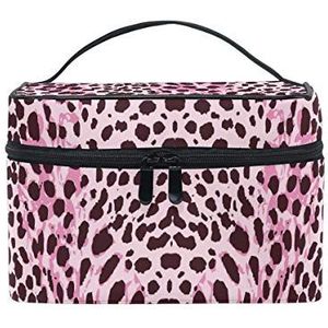 Vrouwen Roze Luipaard Print Cosmetische Tas Organizer Rits Make-up Tassen Pouch Toilettas