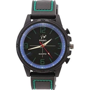 2019 Fashion Mens Sports Clock Retro Design Silicone Heren Horloges quartz horloges (Color : Green)