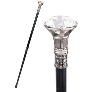 Diamanttype Zilveren Witte Wandelstok, Modieuze Decoratieve Wandelstok Elegante Cosplay Knop Staf 36 Inch