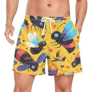 Niigeu Kunst Kleurrijke Bijen Insect Mannen Zwembroek Shorts Sneldrogend met Zakken, Leuke mode, XXL