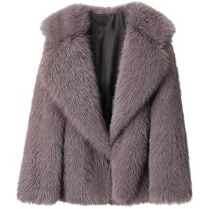 Dames Faux Fur Jas Winter Losse Oversized Lange Overjas, grijze bontjas, XL
