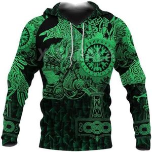 Heren Dames Nordic Thor's Hammer Amulet Fashion Hoodie,3D All-over Bedrukt Viking Middeleeuws Kompas Sweatshirt, Punk Rock Street Grote Maten Kleding.