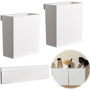 Xiruiubao Make-upkwasten, houder, spiegelkast, combinatorische make-upkwasten, organizer, wandmontage, cosmetica-organizer, muur voor badkamer, slaapkamer, tafel (2 vakken)