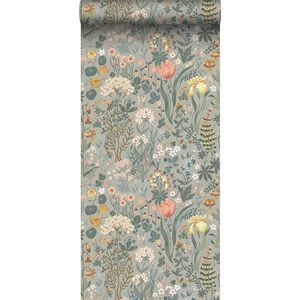 behang veldbloemen groen 49 cm x 10.05 m - van Sanders & Sanders