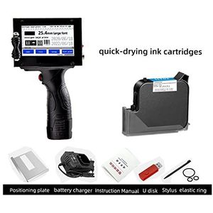 Handbediende inkjetprinter, 25.4mm Een-inch Handheld Inkjet Printer Draagbare Productie Datum LOGO Codering Machine Kleine Verpakking Afdrukken Permanente Inkt Printer voor label/productiedatum/barcod