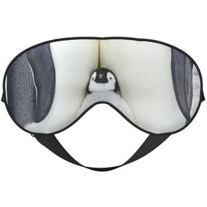 WSHFFILO Leuke Pinguïns Familie Gedrukt Dubbelzijdig Zacht Verduisterend Oogmasker Slaap Aid Oogmasker Reizen Oogmasker
