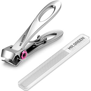 MR.GREEN Nagelknippers Brede Kaak Opening Vingernagel Snijder Roestvrij Staal Teennagel Schaar Manicure Gereedschap Manicure Set (Roze+Nagelvijl)